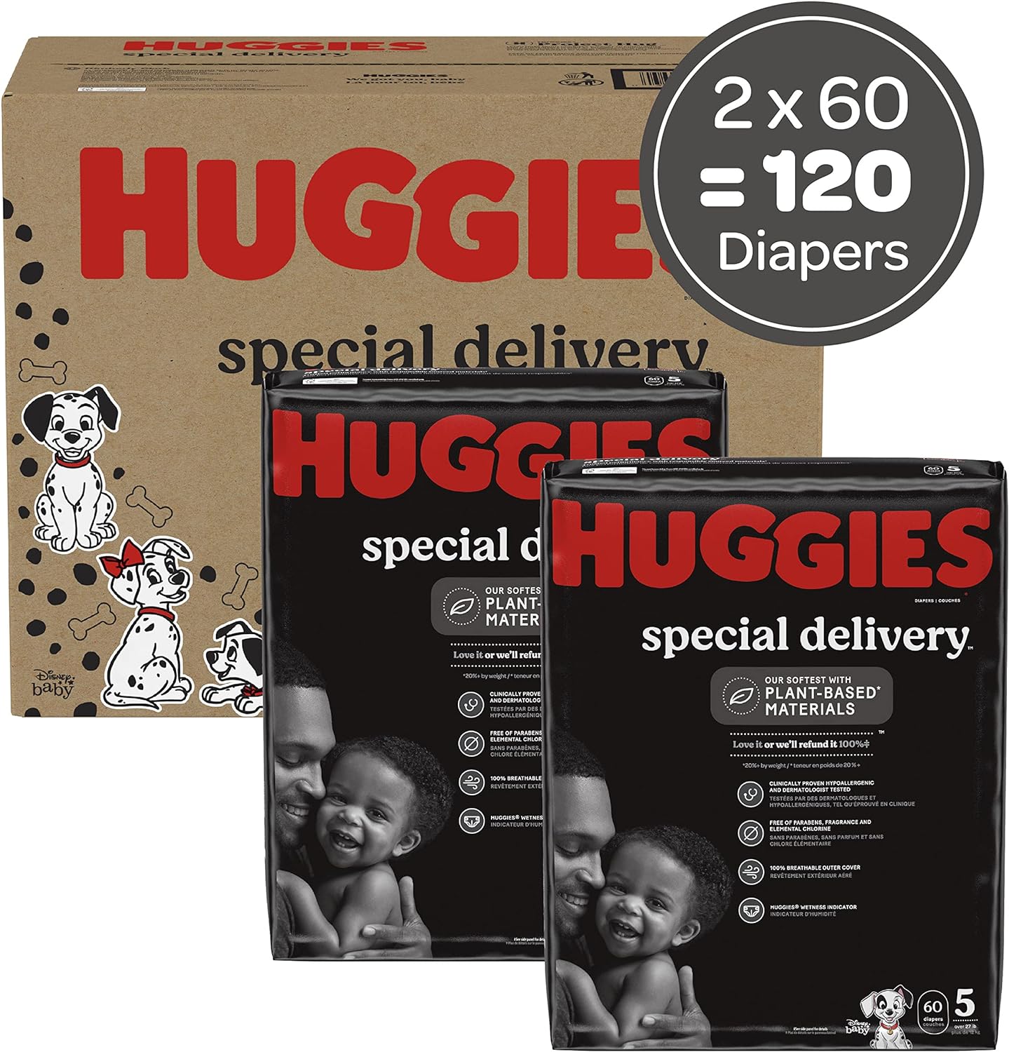 Hypoallergenic Baby Diapers Size 5 (27+ lbs), Huggies Special Delivery, Fragrance Free, Safe for Sensitive Skin, 120 Ct - Image 2